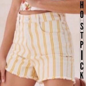 🎉HP🎉. 19. Anthropologie Pilcro High Rise Denim Shorts /Mustard & Cream Stripes